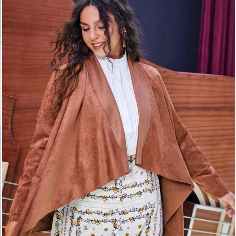 Open front high, low hem coat